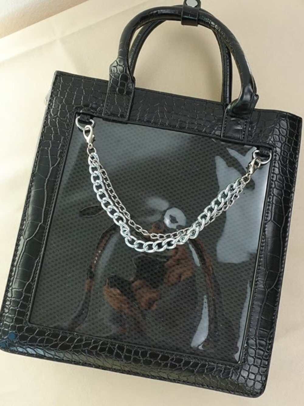BLACK Crocodile Ita Bag Y2K Vegan Leather Crossbody Shoulder Bag Anime Bag